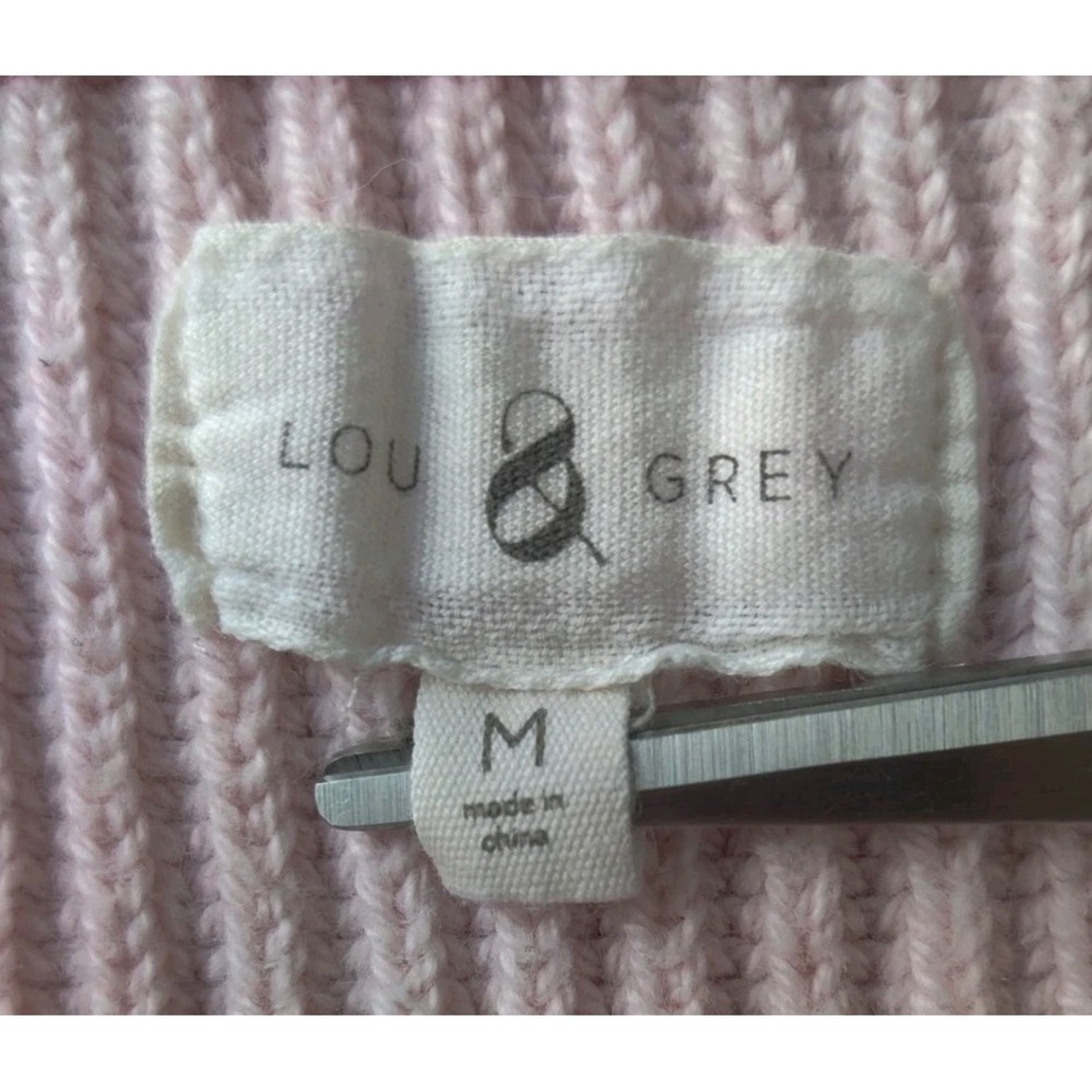 Lou & Grey Women's Ribbed Oversized Sweater Pink Boat Neck Cashmere Blend Size M - Picture 3 of 4